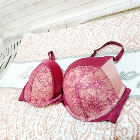 VS VERY SEXY PUSH UP BRA, BLUSH ROSE & LACE, SZ 32DD, LIKE NEW! SEXY!!! - Picture 2 of 8